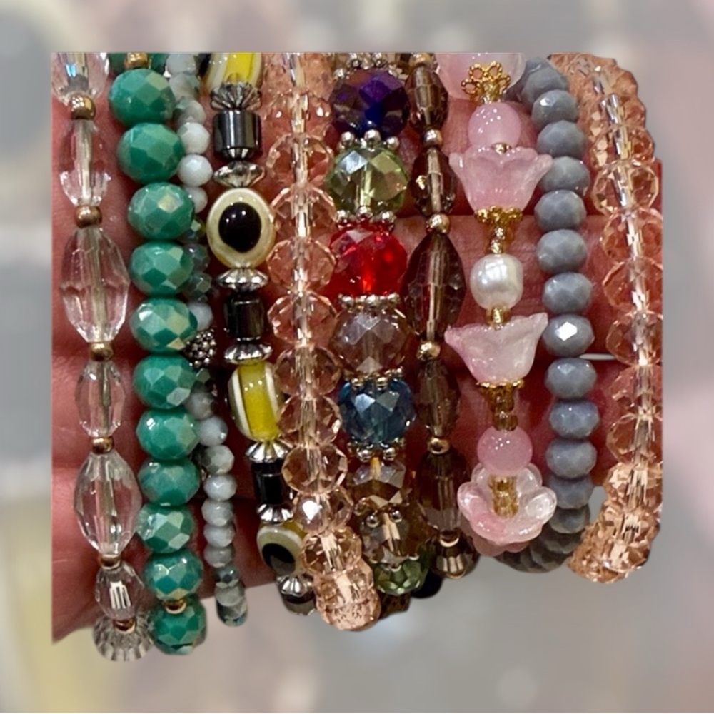 Multicolor Beaded Bracelet bundle (10)